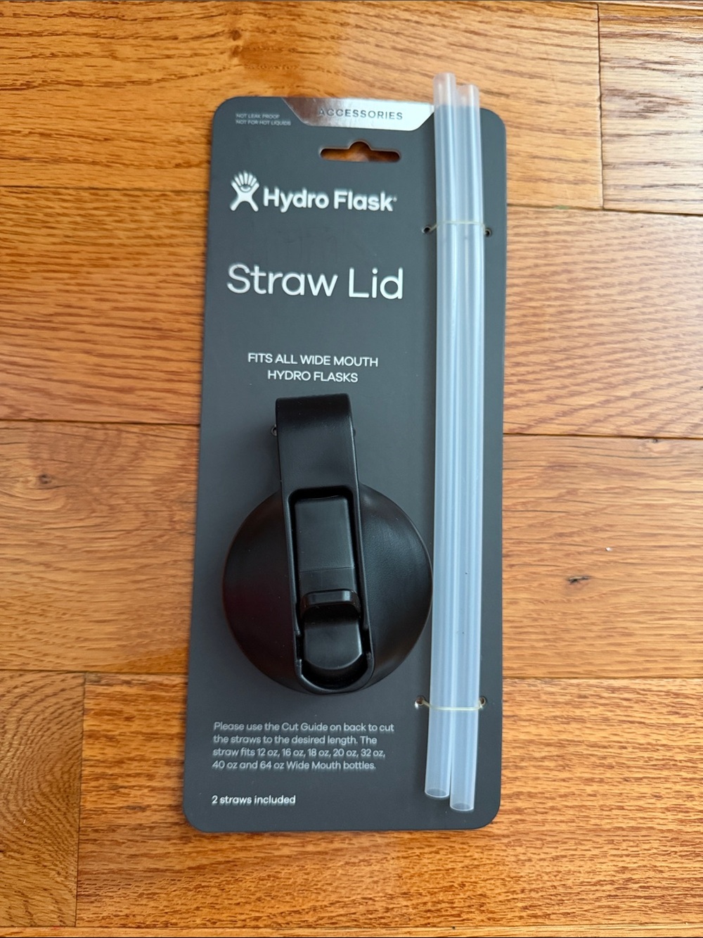 Hydro Flask Black Straw Lid with Clear Straws - Wide Mouth Accessory